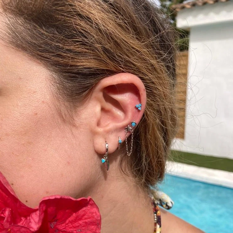 Pendiente Doble Turquesa Estrella 2 Pendiente Doble Turquesa Estrella - Imagen 2