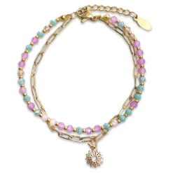 Pulsera Doble Margaret · 3 Colores -alvent Tienda de ventas pulsera doble rosa
